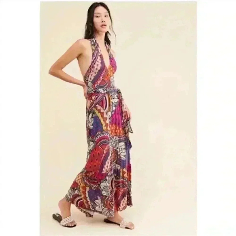 Anthropologie Maeve Cynthia Halter Maxi Multi Color Boho Dress